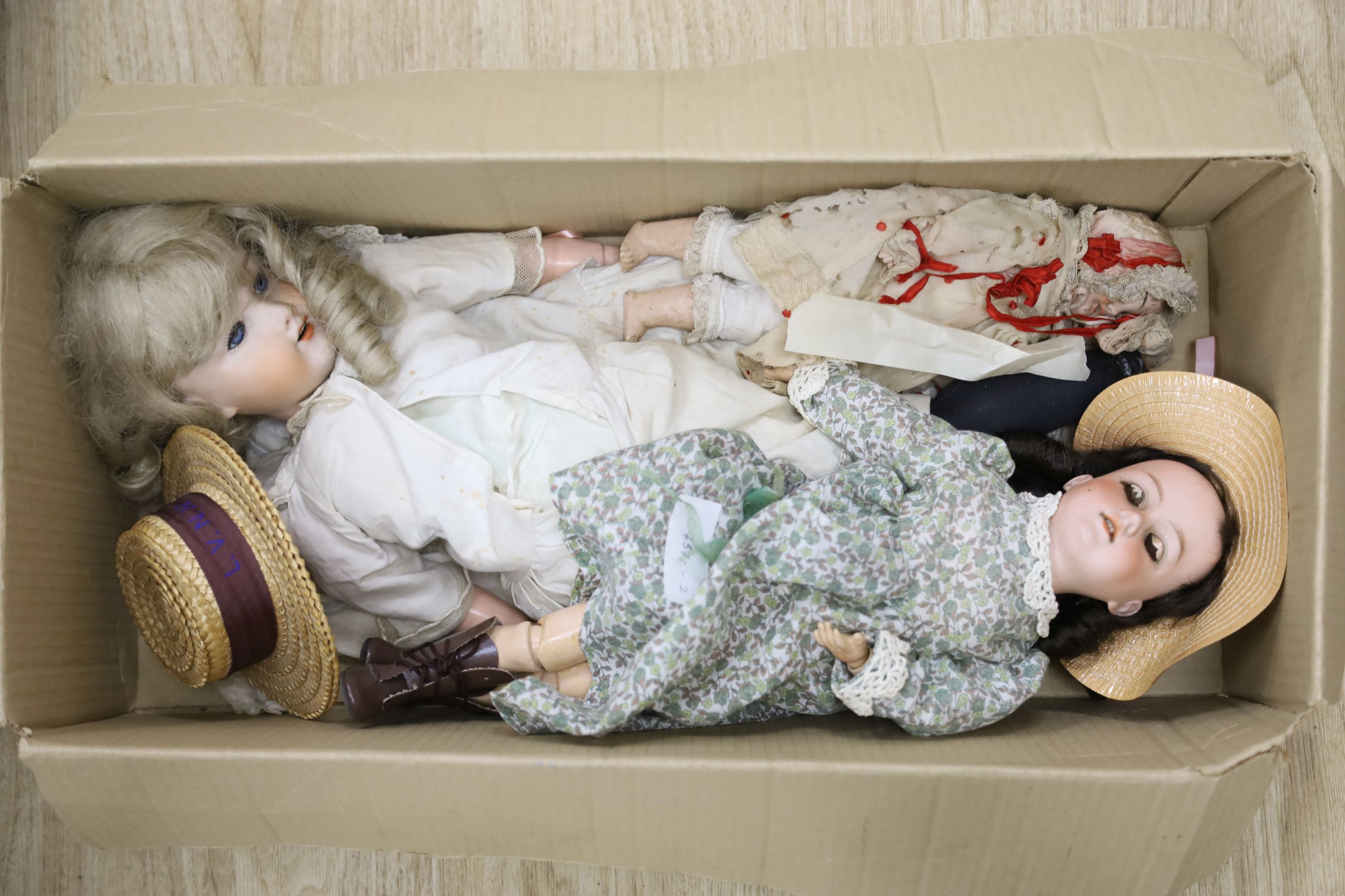 Three German bisque head dolls